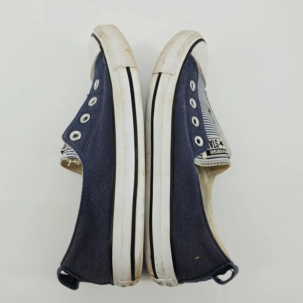 Converse Chuck Taylor All Star Slip On Sneakers Size 7 Navy Blue Striped Casual - Picture 6 of 9